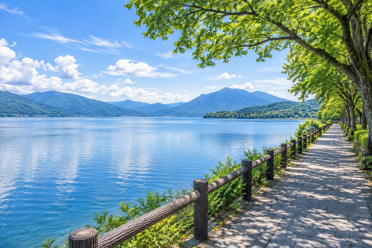 湖畔の遊歩道